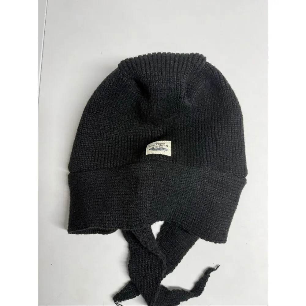 Knitted Winter Balaclava Thickened One-Piece Scarf Cap Hooded Y2K One Size Black